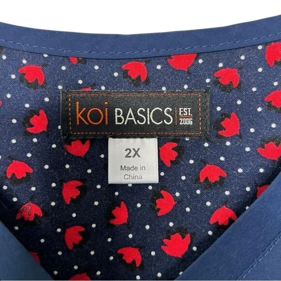 Koi Basics Becca Womens 2X Stretch V Neck Scrub Top - Picture 3 of 5